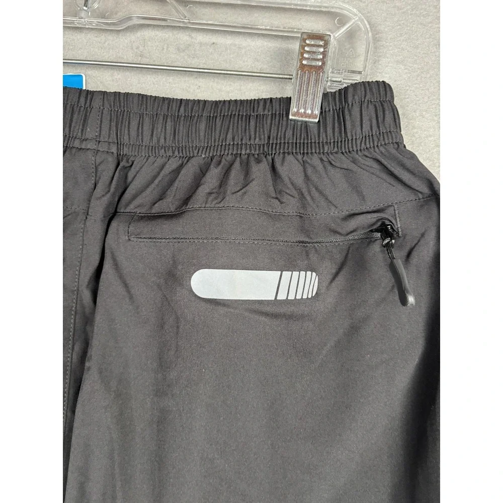 Northyard Shorts Mens Large Black Running Zip Pockets 8 Inseam Reflective Lined